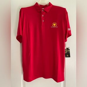 NWT PGA Tour Presidents Cup Mens Size Medium Short Sleeve Red Polo Shirt